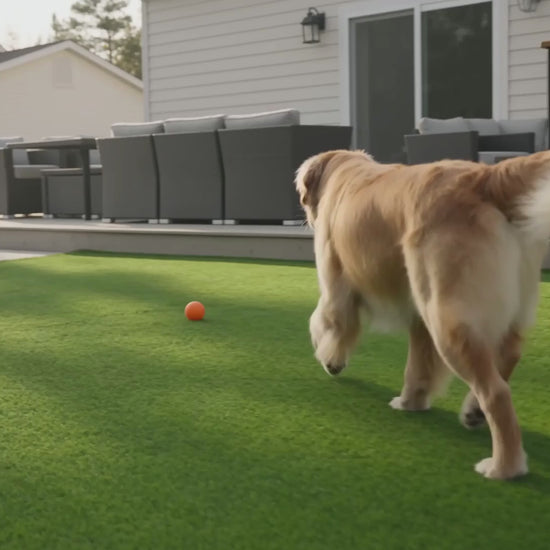 KALA artificial turf product video with illustrated lifestyle scenes and backing layers.